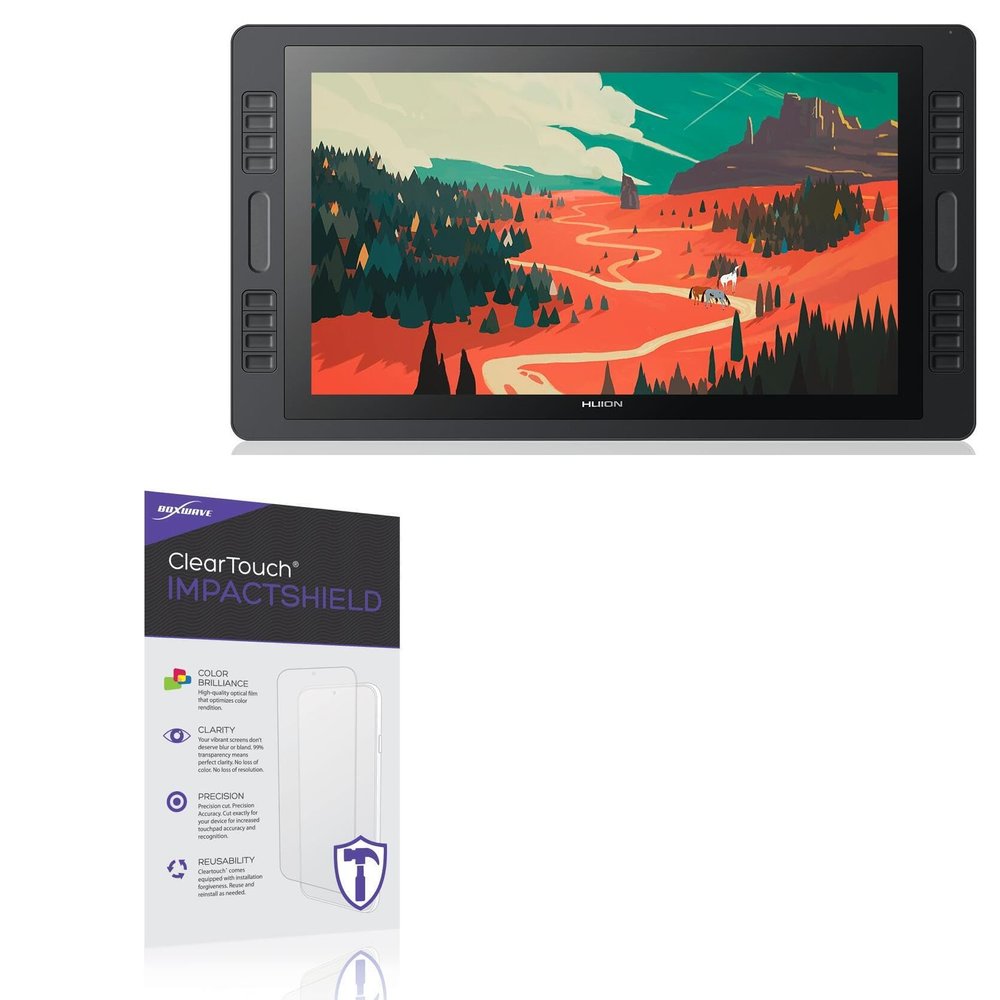 BoxWave Screen Protector Compatible with Huion KAMVAS PRO 22 - ClearTouch ImpactShield (2-Pack), Impenetrable Screen Protector Flexible Film
