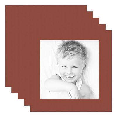 10x10 Terra-Cotta/Cognac Custom Mat for Picture Frame with 6x6 Opening Size (Mat Only, Frame NOT Included) - 5 Pack