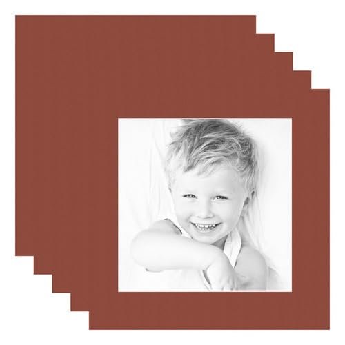 10x10 Terra-Cotta/Cognac Custom Mat for Picture Frame with 6x6 Opening Size (Mat Only, Frame NOT Included) - 5 Pack