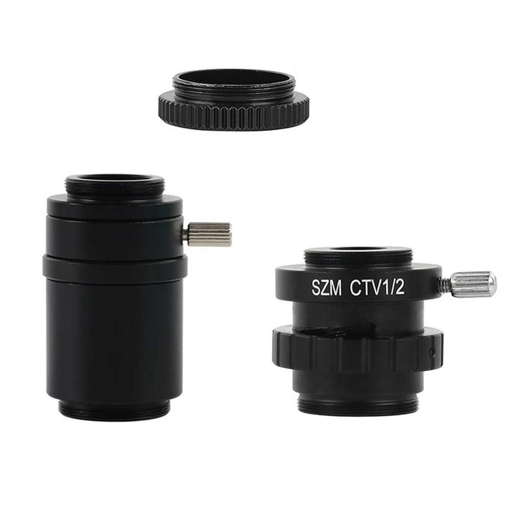 JOEBO Microscope Kit CTV 1/2 1/3 1X Adapter 0.3X 0.5X C Mount Lens C CS Simul Focal Ring Trinocular Stereo Microscope Microscope Lens Adapters (Color : 1X and SZMCTV 1-2)