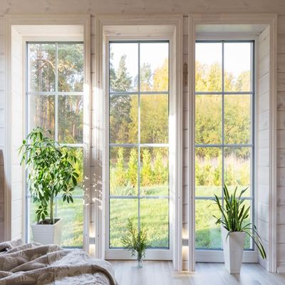 TTQYFNM 10x5ft White French Windows Backdrop Luxury Villa Interior Living Room Potted Plants Spring Green Lawn Sunshine Photography Background for Home Decoration Portrait Photo Studio Props Vinyl