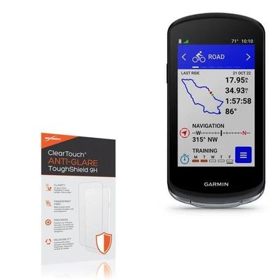 BoxWave Screen Protector Compatible with Garmin Edge 1040 - ClearTouch Anti-Glare ToughShield 9H (2-Pack), Anti-Glare 9H Tough Flexible Film Screen Protector