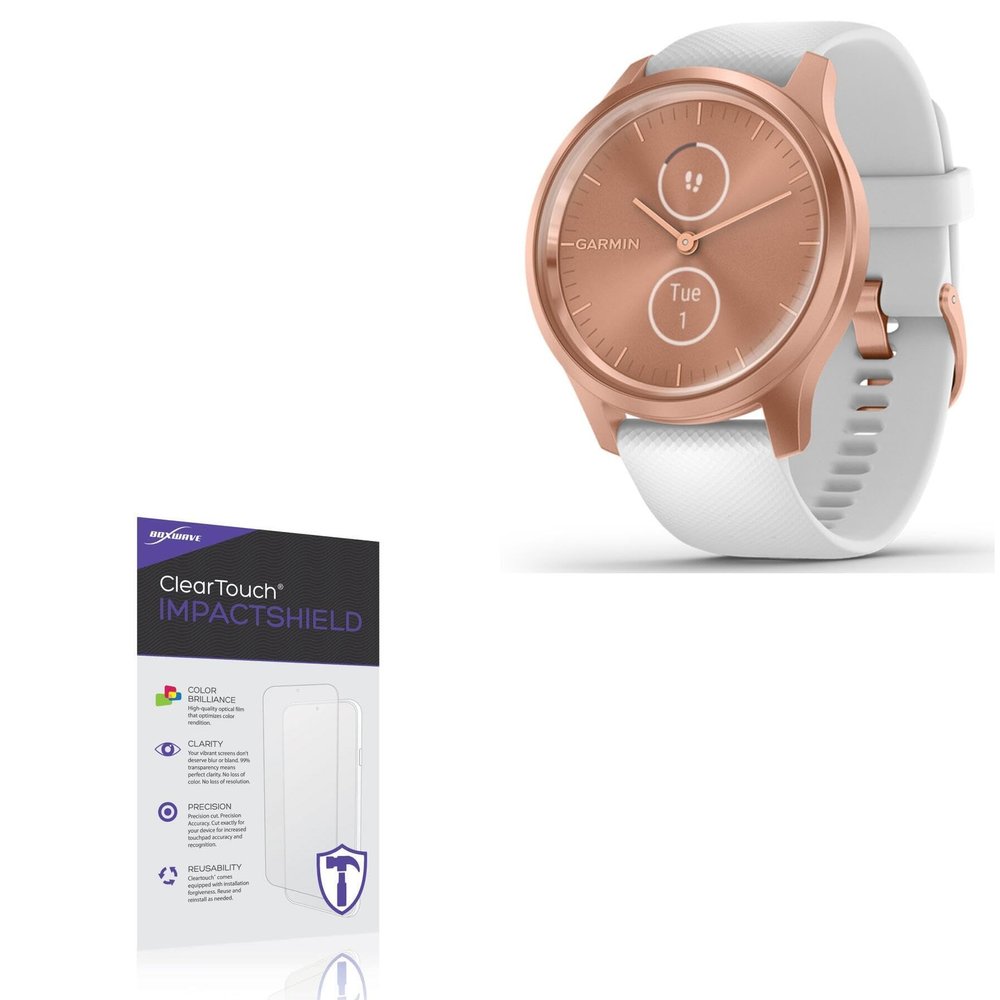 BoxWave Screen Protector Compatible with Garmin Vivomove Style - ClearTouch ImpactShield (2-Pack), Impenetrable Screen Protector Flexible Film