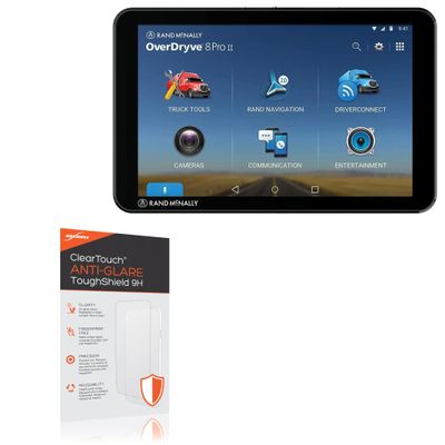 BoxWave Screen Protector Compatible with Rand McNally OverDryve 8 Pro II - ClearTouch Anti-Glare ToughShield 9H (2-Pack), Anti-Glare 9H Tough Flexible Film Screen Protector