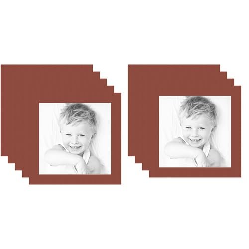 12x12 Terra-Cotta/Cognac Custom Mat for Picture Frame with 8x8 Opening Size (Mat Only, Frame NOT Included) - 9 Pack