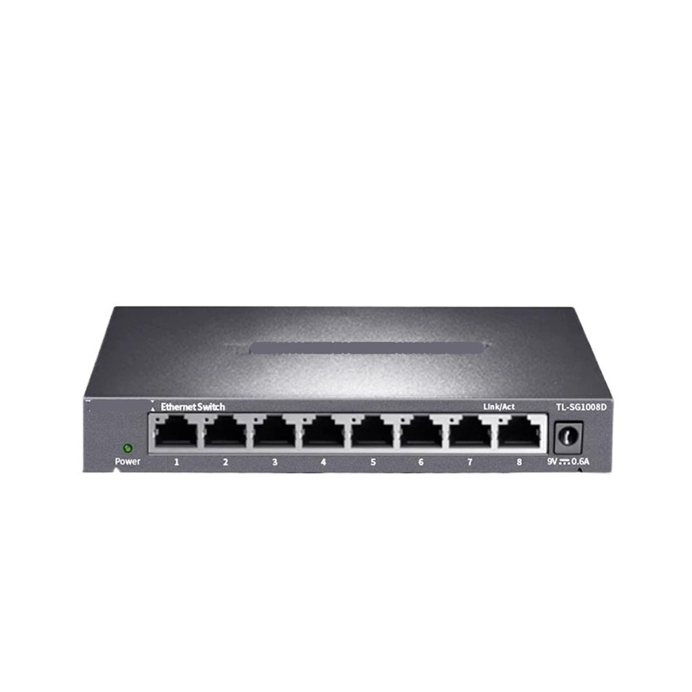 DMSPEQEY 8-Port Gigabit Ethernet Switch 1000Mbps Network Switch RJ45 Plug and Play Network Hub Internet Splitter TL-SG1008D (Size : UK Adapter)