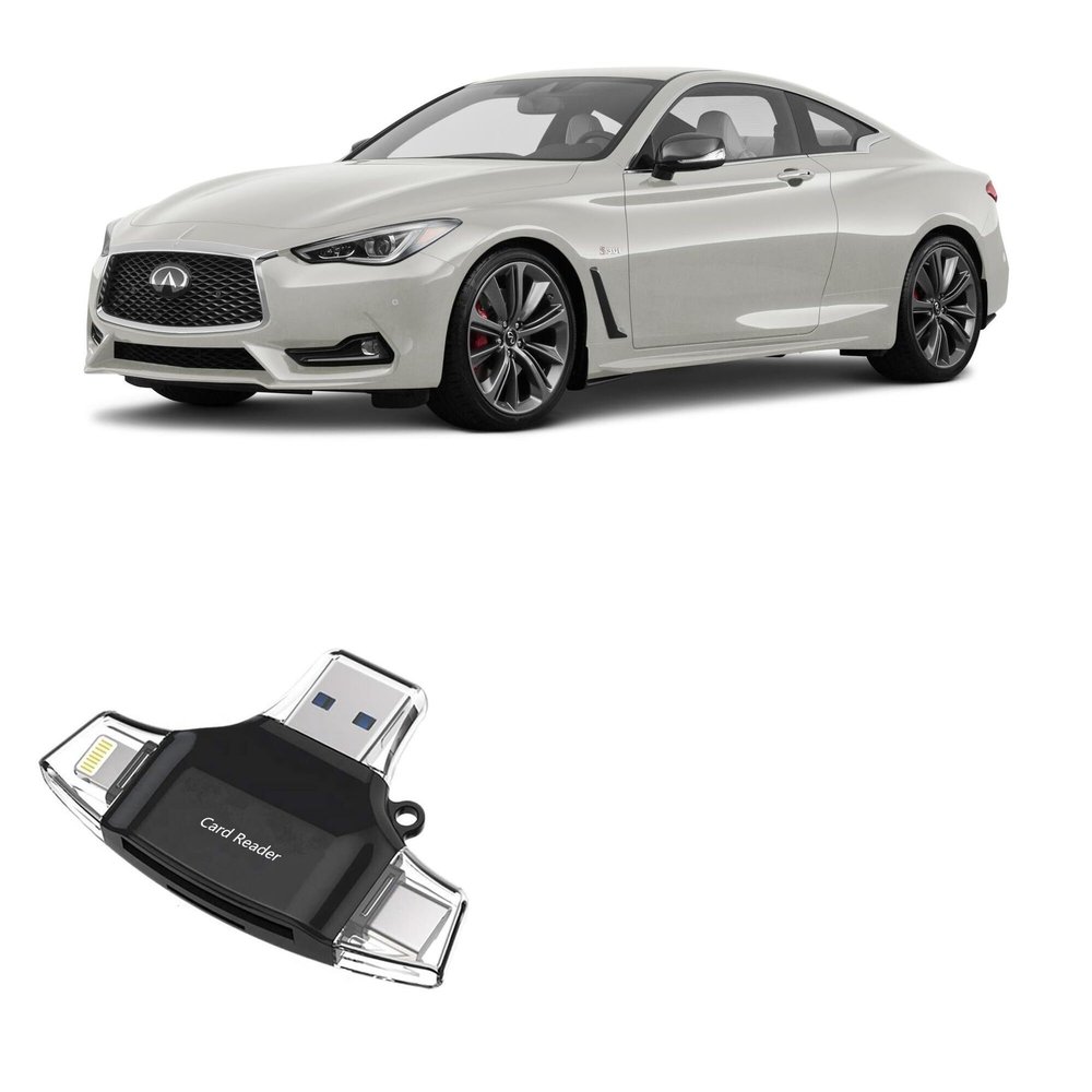 BoxWave Smart Gadget Compatible with Infiniti 2020 Q60 Display (Lower 7 in) - AllReader SD Card Reader, microSD Card Reader SD Compact USB - Jet Black