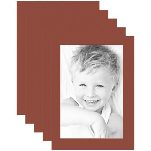 12x18 Terra-Cotta/Cognac Custom Mat for Picture Frame with 8x14 Opening Size (Mat Only, Frame NOT Included) - 5 Pack