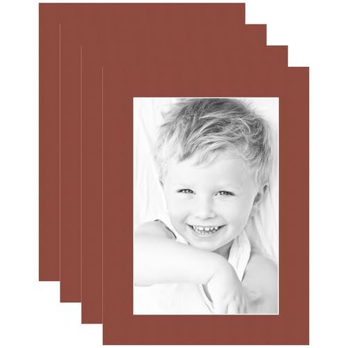 8x12 Terra-Cotta/Cognac Custom Mat for Picture Frame with 4x8 Opening Size (Mat Only, Frame NOT Included) - 4 Pack