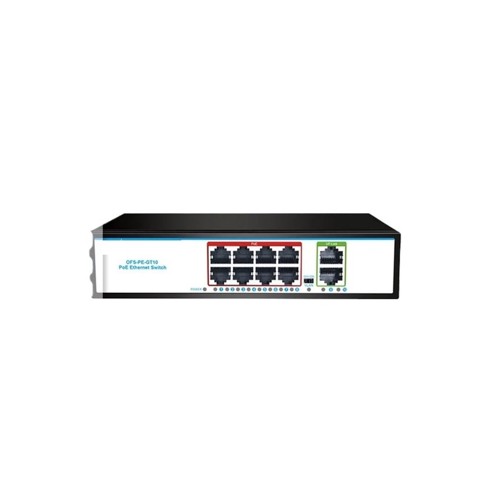 DMSPEQEY 120W 8*giga Poe+2*giga RJ45+2*SFP Fiber Optic Durable PoE+ SFP Poe 48v Gigabit Switch (Size : OFS-PE-GT10)