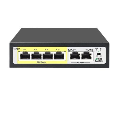 4-Port POE Switch 48V Active POE 52W Built-in Power Supply 100M Network Switch for IP Camera