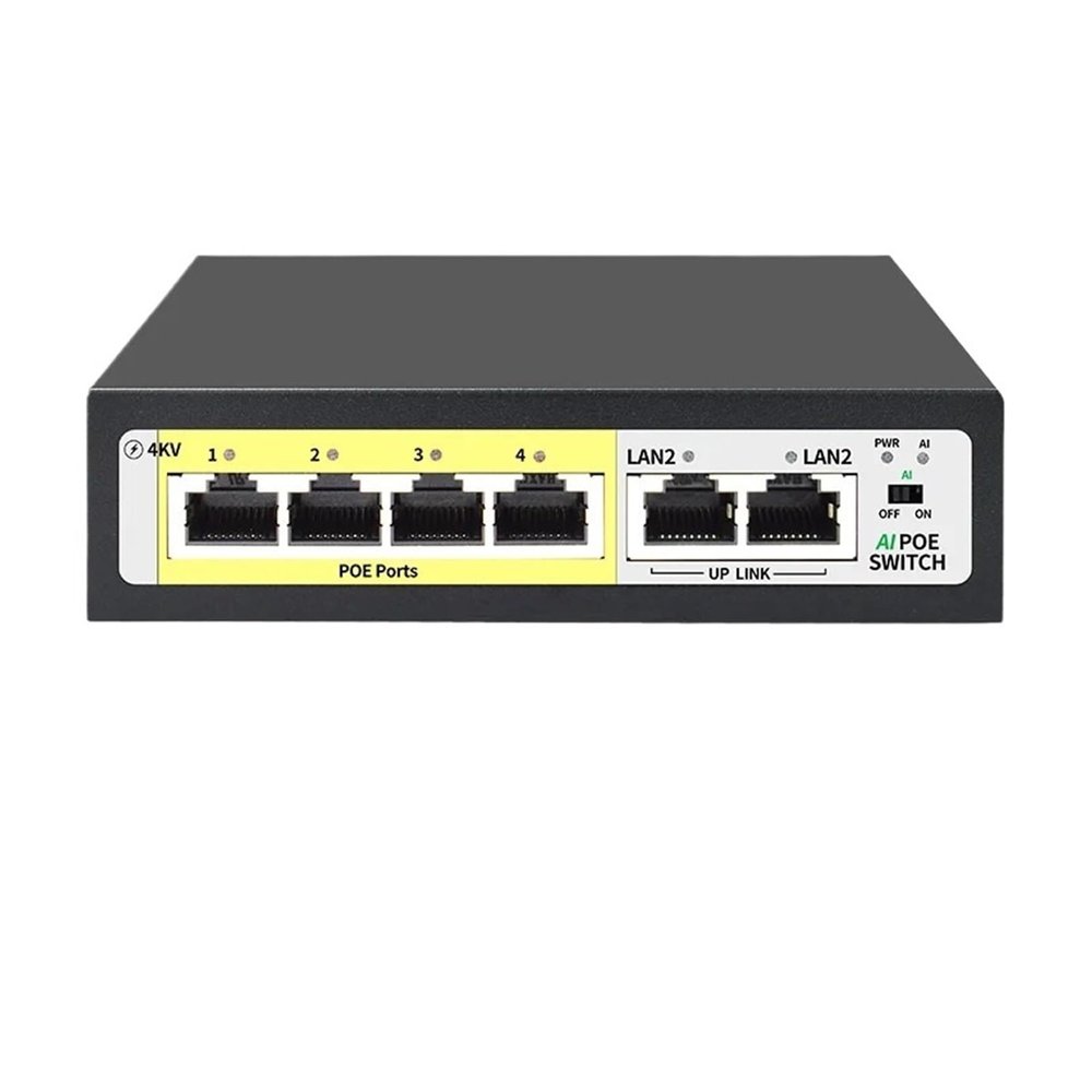 4-Port POE Switch 48V Active POE 52W Built-in Power Supply 100M Network Switch for IP Camera