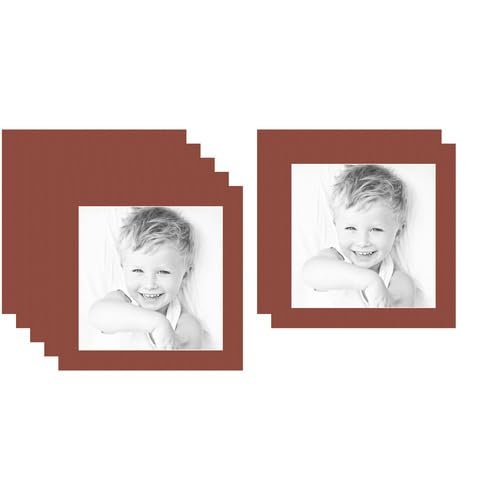 12x12 Terra-Cotta/Cognac Custom Mat for Picture Frame with 8x8 Opening Size (Mat Only, Frame NOT Included) - 7 Pack