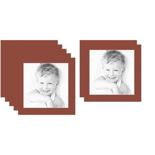 14x14 Terra-Cotta/Cognac Custom Mat for Picture Frame with 10x10 Opening Size (Mat Only, Frame NOT Included) - 7 Pack