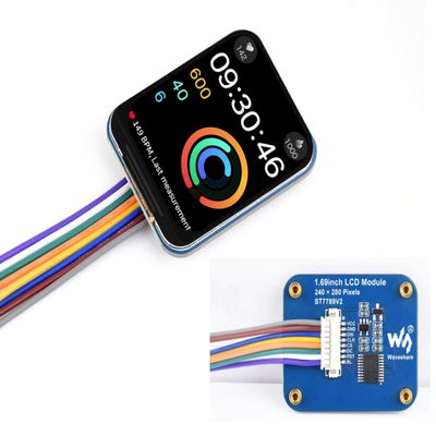 1.69inch LCD Display Module 240280 Resolution, Rounded Corners IPS Screen, 262K Colors Display Color SPI Interface Compatible with Raspberry Pi 5/4B/3B+/3B/2B/Zero W/WH/Zero 2 W/withArdu-ino/STM32