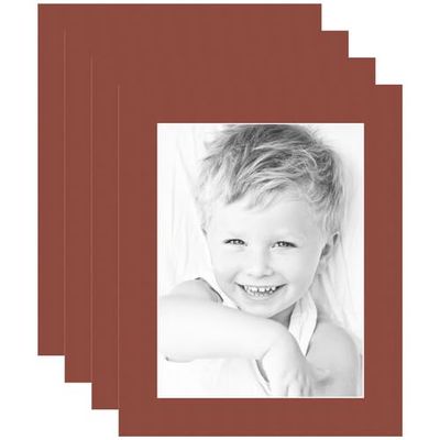 9x12 Terra-Cotta/Cognac Custom Mat for Picture Frame with 5x8 Opening Size (Mat Only, Frame NOT Included) - 4 Pack