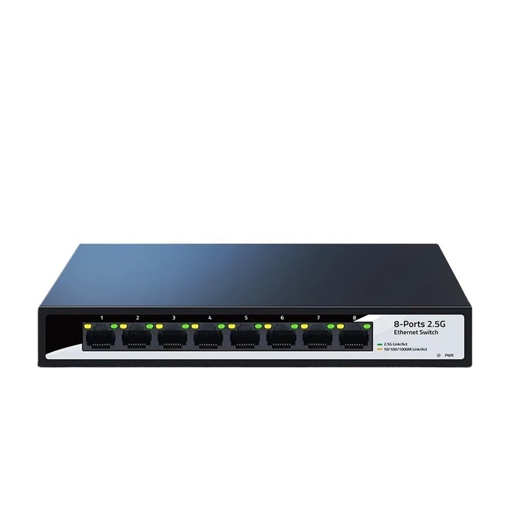 8-Port 2.5GbE Ethernet Switch Unmanaged 2.5G Network Switch Fanless Desktop Small Home Lab Setup Switch Plug and Play