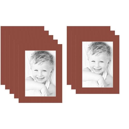 8x12 Terra-Cotta/Cognac Custom Mat for Picture Frame with 4x8 Opening Size (Mat Only, Frame NOT Included) - 8 Pack