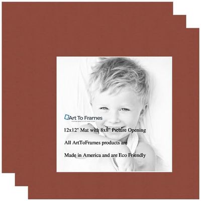 8x8 Terra-Cotta/Cognac Custom Mat for Picture Frame with 4x4 Opening Size (Mat Only, Frame NOT Included) - 3 Pack