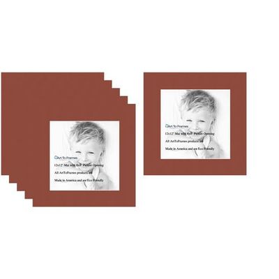 8x8 Terra-Cotta/Cognac Custom Mat for Picture Frame with 4x4 Opening Size (Mat Only, Frame NOT Included) - 6 Pack