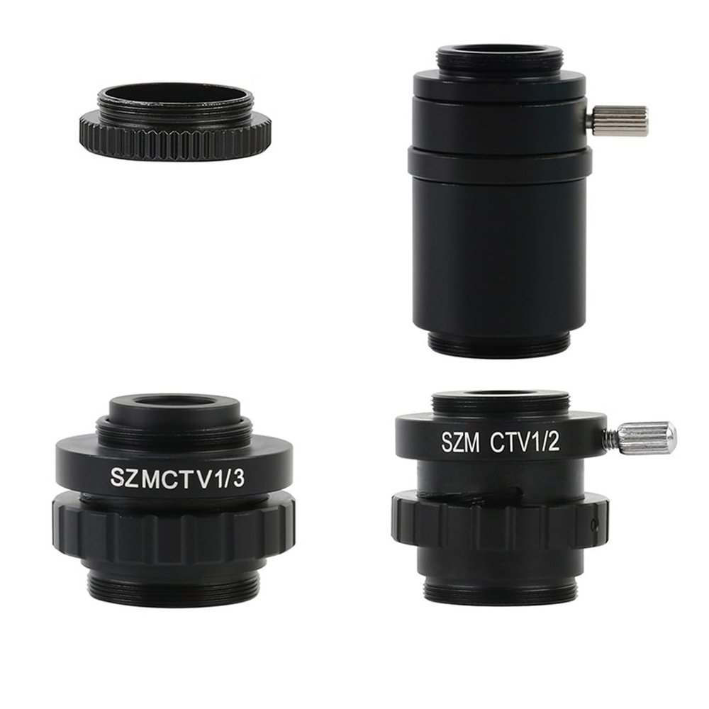 Joebo Microscope Kit CTV 1/2 1/3 1X Adapter 0.3X 0.5X C Mount Lens C CS Simul Focal Ring Trinocular Stereo Microscope Microscope Lens Adapters (Color : 1X SZMCTV 1-2 1-3)