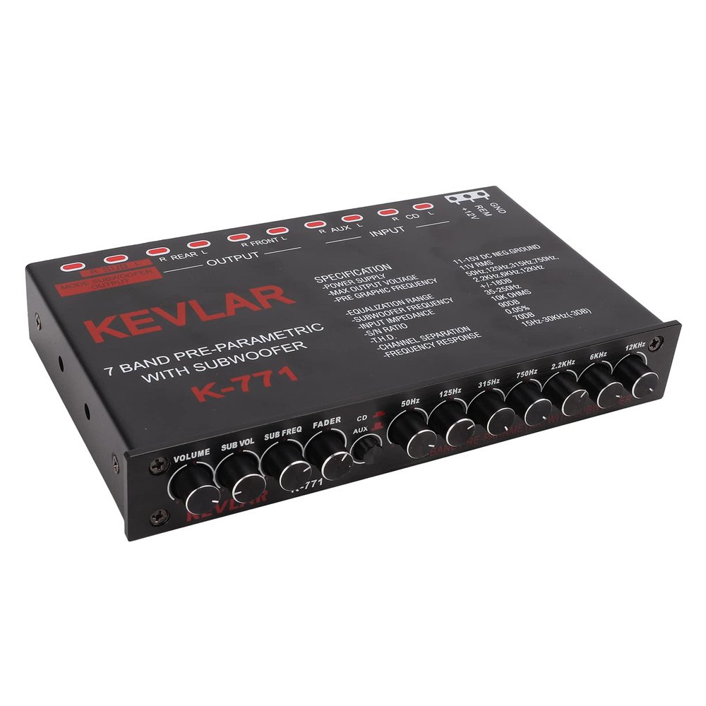 Car Electronics 7 Adjustable BandsAmplifier Automobile Audio Chassis i Photograph Equalizer Car Audio 7 Band Automobile Audio Photo Equalizer with Front Rear Sub Output-: