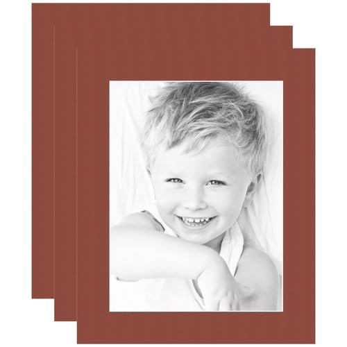 9x12 Terra-Cotta/Cognac Custom Mat for Picture Frame with 5x8 Opening Size (Mat Only, Frame NOT Included) - 3 Pack