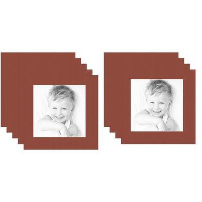 9x9 Terra-Cotta/Cognac Custom Mat for Picture Frame with 5x5 Opening Size (Mat Only, Frame NOT Included) - 9 Pack