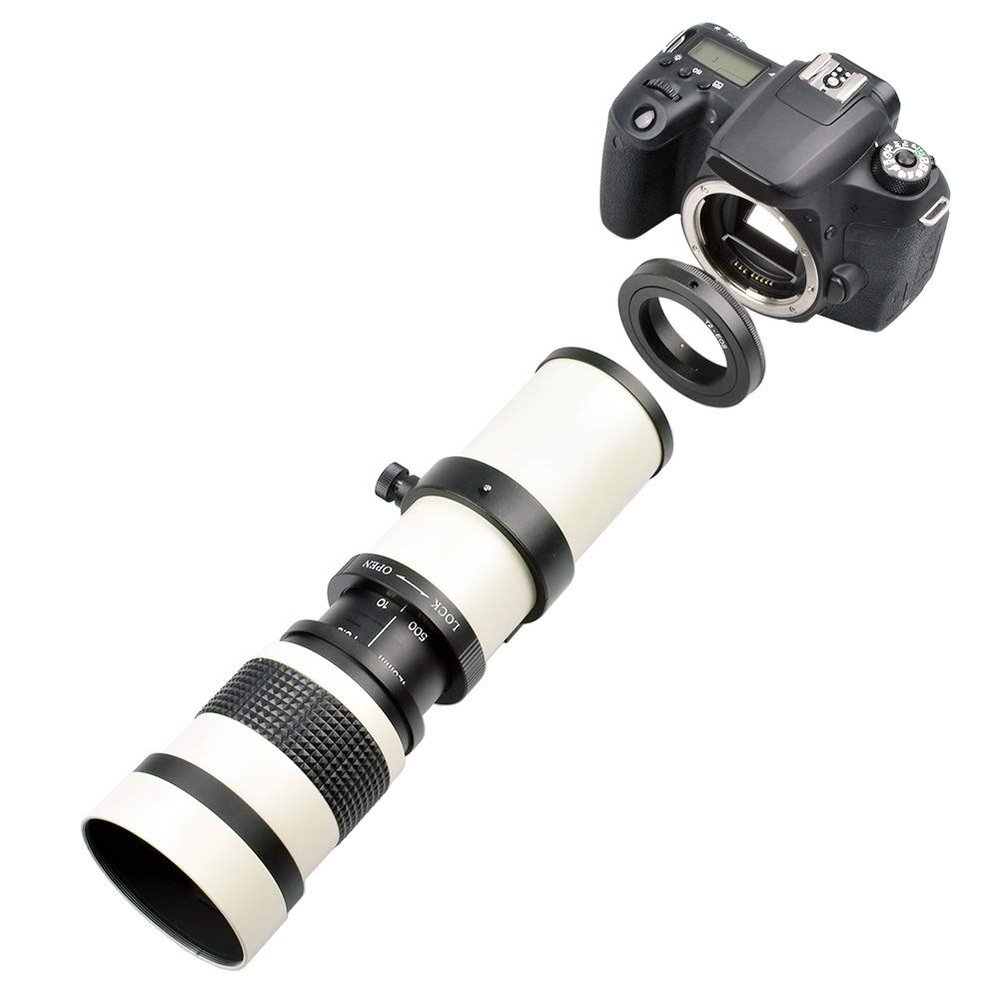 CFTGIW Telephoto Lens Professional 420 800mm Aperture F 8.3 16 Full Manual Fo Manual Adjustment All Metal Shape Optical Glass Multi Layer Mc Coating Film. Extensive Range Usage, Lens