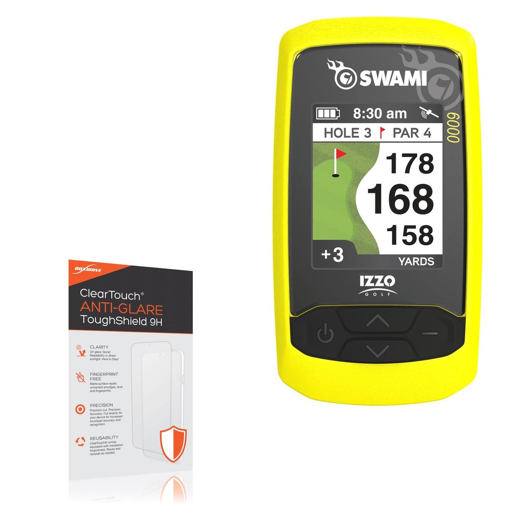 BoxWave Screen Protector Compatible with Izzo Golf Swami 6000 Handheld Golf GPS (2 in) - ClearTouch Anti-Glare ToughShield 9H (2-Pack), Anti-Glare 9H Tough Flexible Film Screen Protector