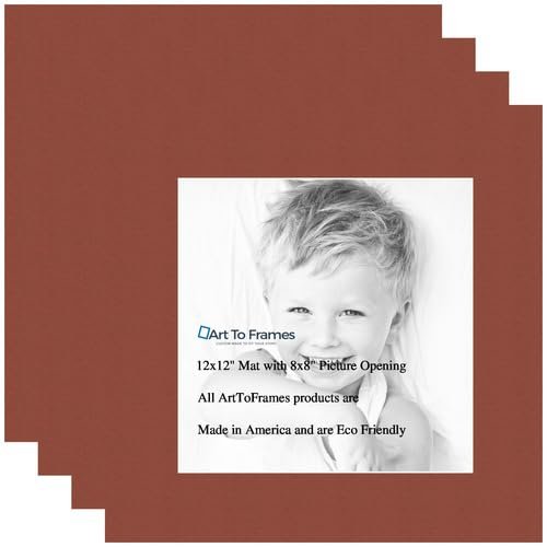 8x8 Terra-Cotta/Cognac Custom Mat for Picture Frame with 4x4 Opening Size (Mat Only, Frame NOT Included) - 4 Pack