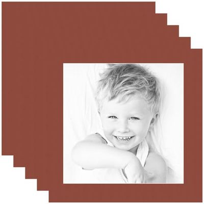 14x14 Terra-Cotta/Cognac Custom Mat for Picture Frame with 10x10 Opening Size (Mat Only, Frame NOT Included) - 5 Pack