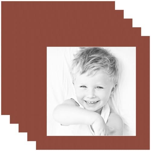 14x14 Terra-Cotta/Cognac Custom Mat for Picture Frame with 10x10 Opening Size (Mat Only, Frame NOT Included) - 5 Pack