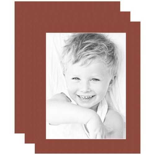 12x16 Terra-Cotta/Cognac Custom Mat for Picture Frame with 8x12 Opening Size (Mat Only, Frame NOT Included) - 3 Pack