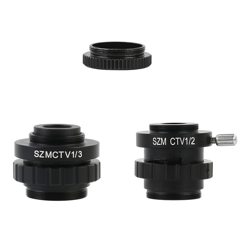 JOEBO Microscope Kit CTV 1/2 1/3 1X Adapter 0.3X 0.5X C Mount Lens C CS Simul Focal Ring Trinocular Stereo Microscope Microscope Lens Adapters (Color : SZMCTV 1-2 and 1-3)