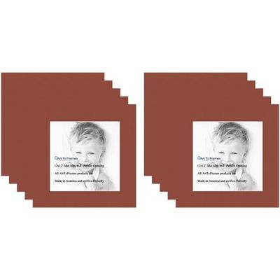 8x8 Terra-Cotta/Cognac Custom Mat for Picture Frame with 4x4 Opening Size (Mat Only, Frame NOT Included) - 10 Pack