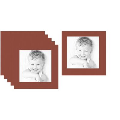 10x10 Terra-Cotta/Cognac Custom Mat for Picture Frame with 6x6 Opening Size (Mat Only, Frame NOT Included) - 6 Pack