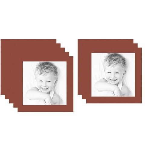 14x14 Terra-Cotta/Cognac Custom Mat for Picture Frame with 10x10 Opening Size (Mat Only, Frame NOT Included) - 8 Pack