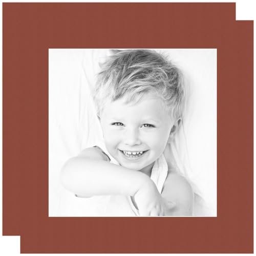 10x10 Terra-Cotta/Cognac Custom Mat for Picture Frame with 6x6 Opening Size (Mat Only, Frame NOT Included) - 2 Pack