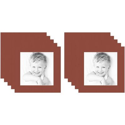 10x10 Terra-Cotta/Cognac Custom Mat for Picture Frame with 6x6 Opening Size (Mat Only, Frame NOT Included) - 10 Pack