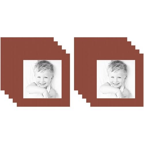10x10 Terra-Cotta/Cognac Custom Mat for Picture Frame with 6x6 Opening Size (Mat Only, Frame NOT Included) - 10 Pack
