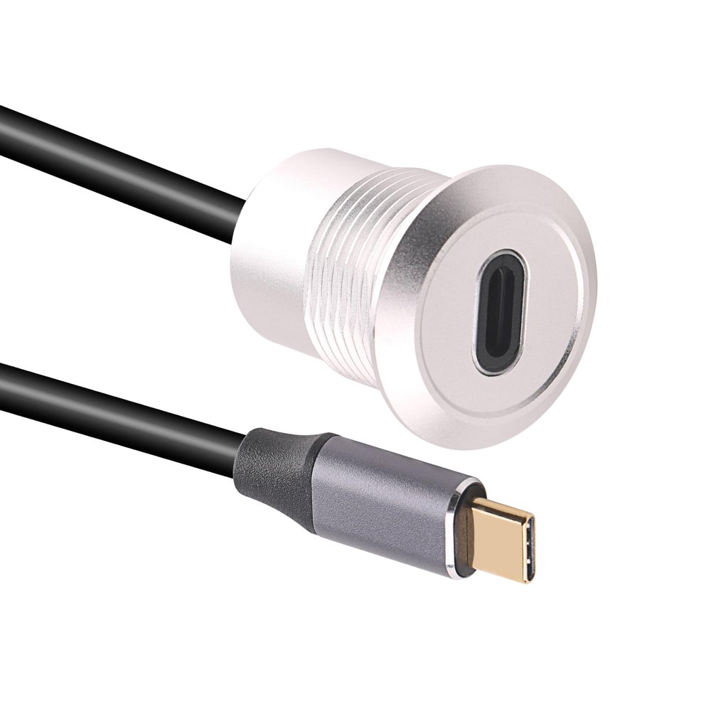 USB USBC Type C Typec Female to Female F-F Panel Mount Extention Round Metal Adapter