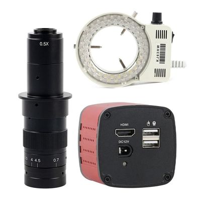 ZTBH Microscope Accessories Kit 4K UHD 60FPS 334 HDMI Video Industrial Digital Video Microscope C Mount Camera for Stereo Trinocular Microscope Microscope Slides (Color : 180x Lens with Light)