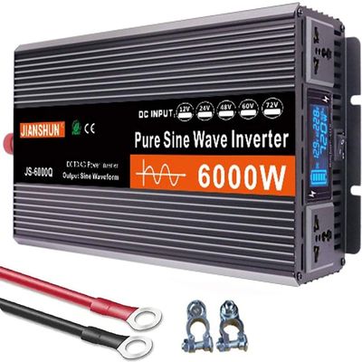 3000 4000 5000 6000 Watt Power Inverter, Car/Home 12V 24V 48V 60V DC to 110V 220V AC Converter with LED Display, AC Outlets, Smart Fans, Suitable for Home, RV,6000W-12Vto110V
