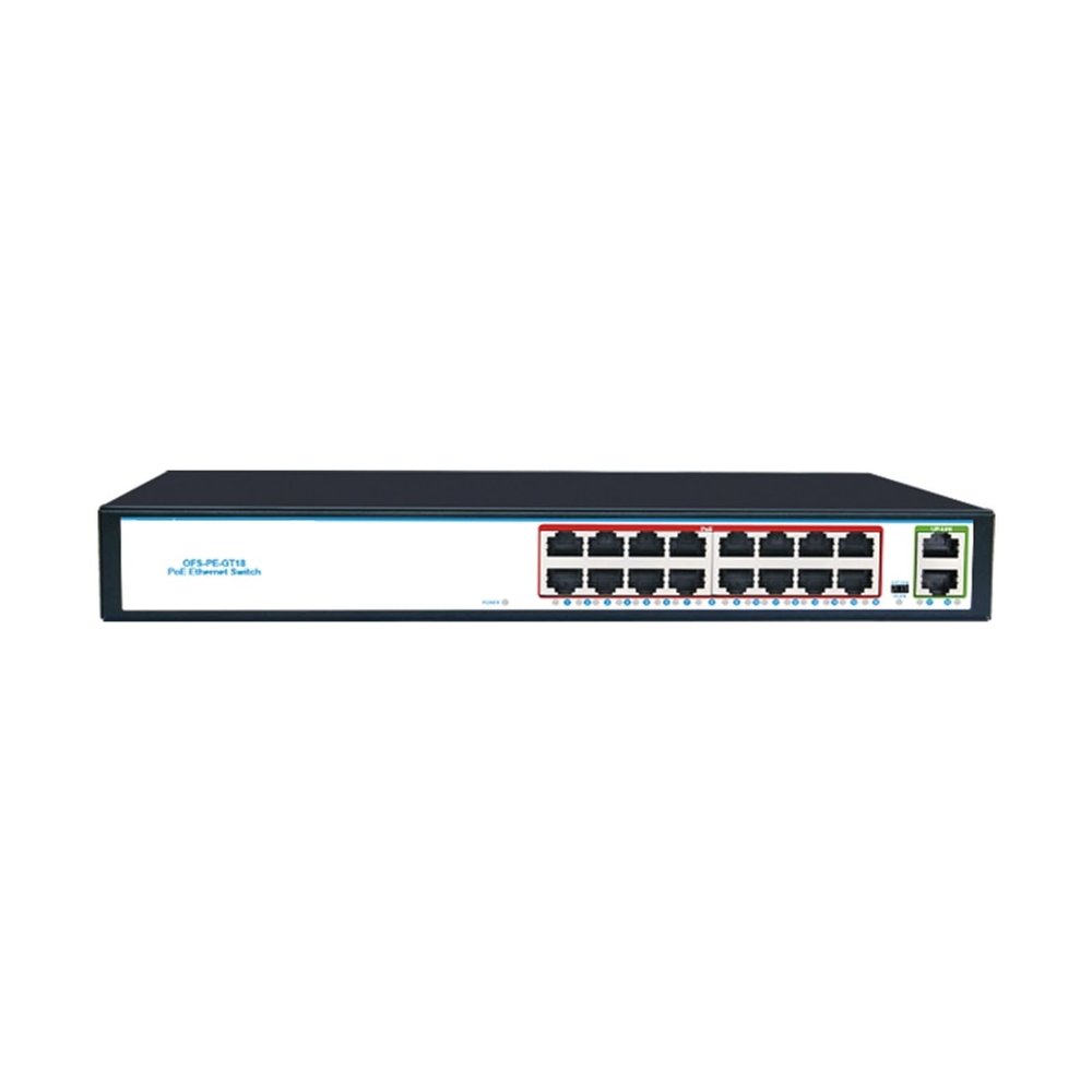 POE Switch Vlan 48V POE 16-Port 1000Mbps+2 uplink Rj45 Ethernet Switch Gigabit