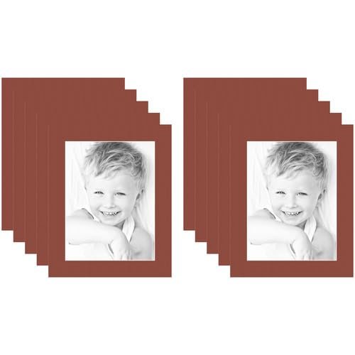 9x12 Terra-Cotta/Cognac Custom Mat for Picture Frame with 5x8 Opening Size (Mat Only, Frame NOT Included) - 10 Pack