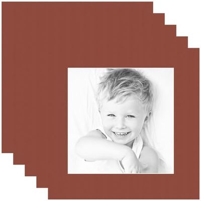 9x9 Terra-Cotta/Cognac Custom Mat for Picture Frame with 5x5 Opening Size (Mat Only, Frame NOT Included) - 5 Pack