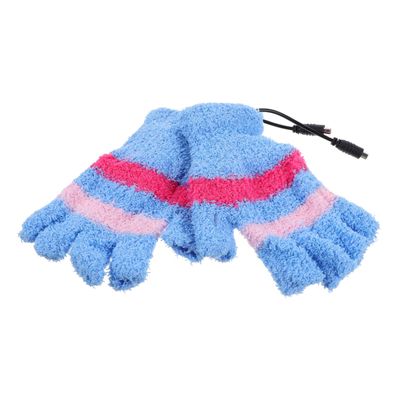 Sosoport USB Heated Half Finger Gloves 1 Pair Woolen Unisex Winter Warm
