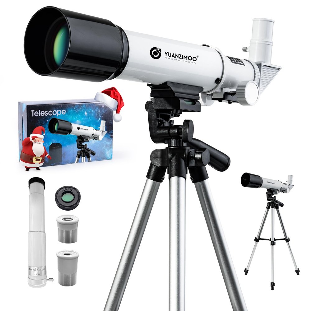 YUANZIMOO Telescope for Kids 50mm Aperture 360mm AZ Astronomical Portable Telescope for Adults Beginners with Upgraded Tripod White