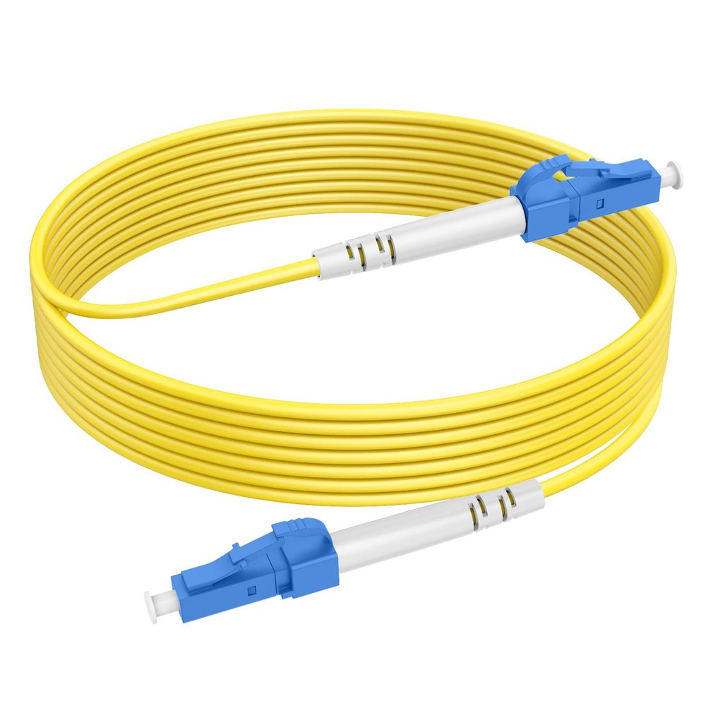 (15ft/5m) LC to LC Fiber Optic Internet Cable, OS2 Single Mode Fiber Patch Cable,SM Singlemode Simplex 9/125um LSZH Yellow OD 3.0mm 